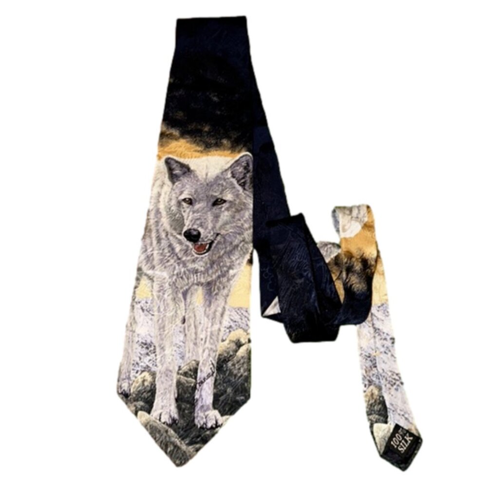 Vintage Wolf Tie 100% Silk